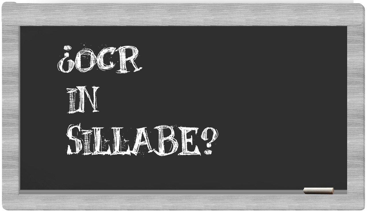 ¿OCR en sílabas?
