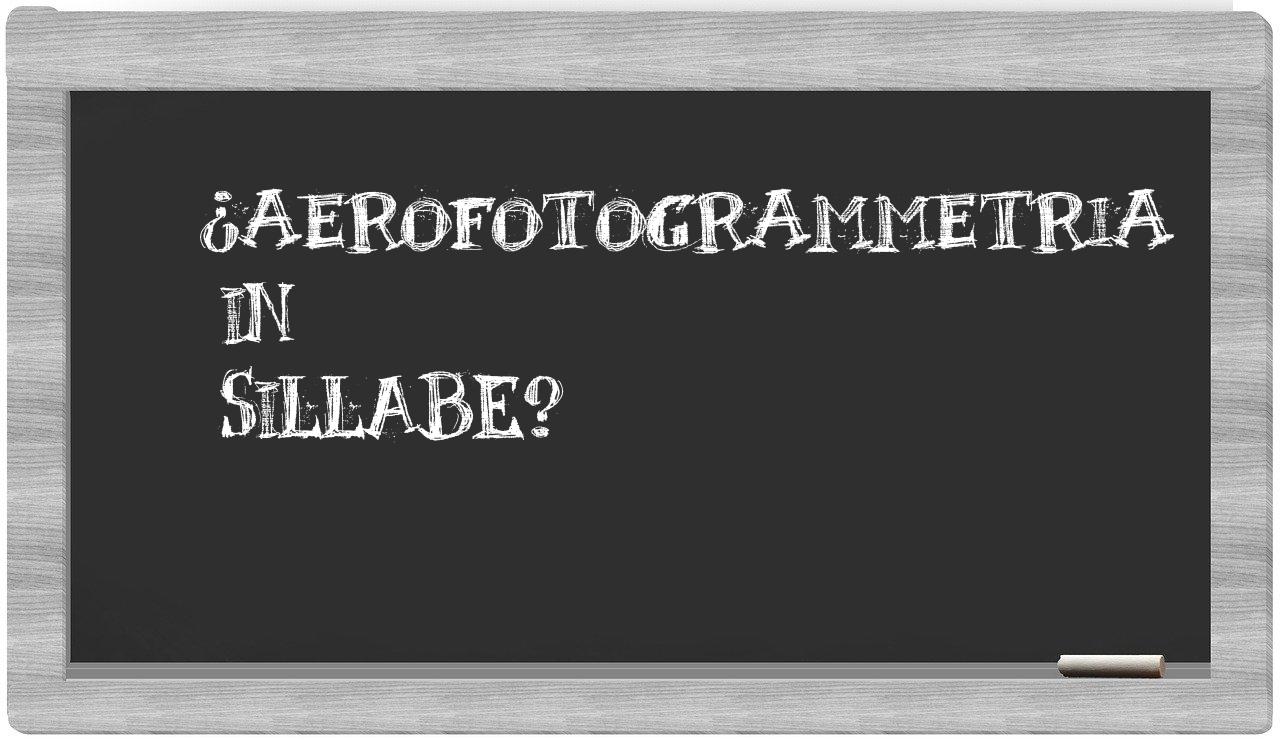 ¿aerofotogrammetria en sílabas?