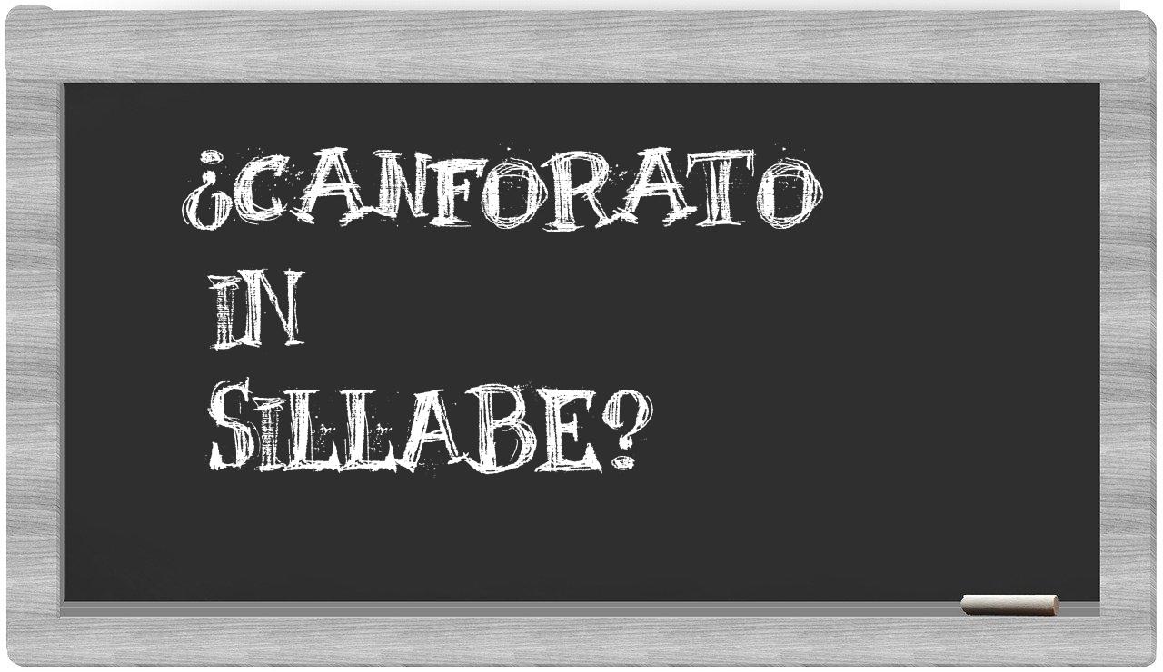 ¿canforato en sílabas?