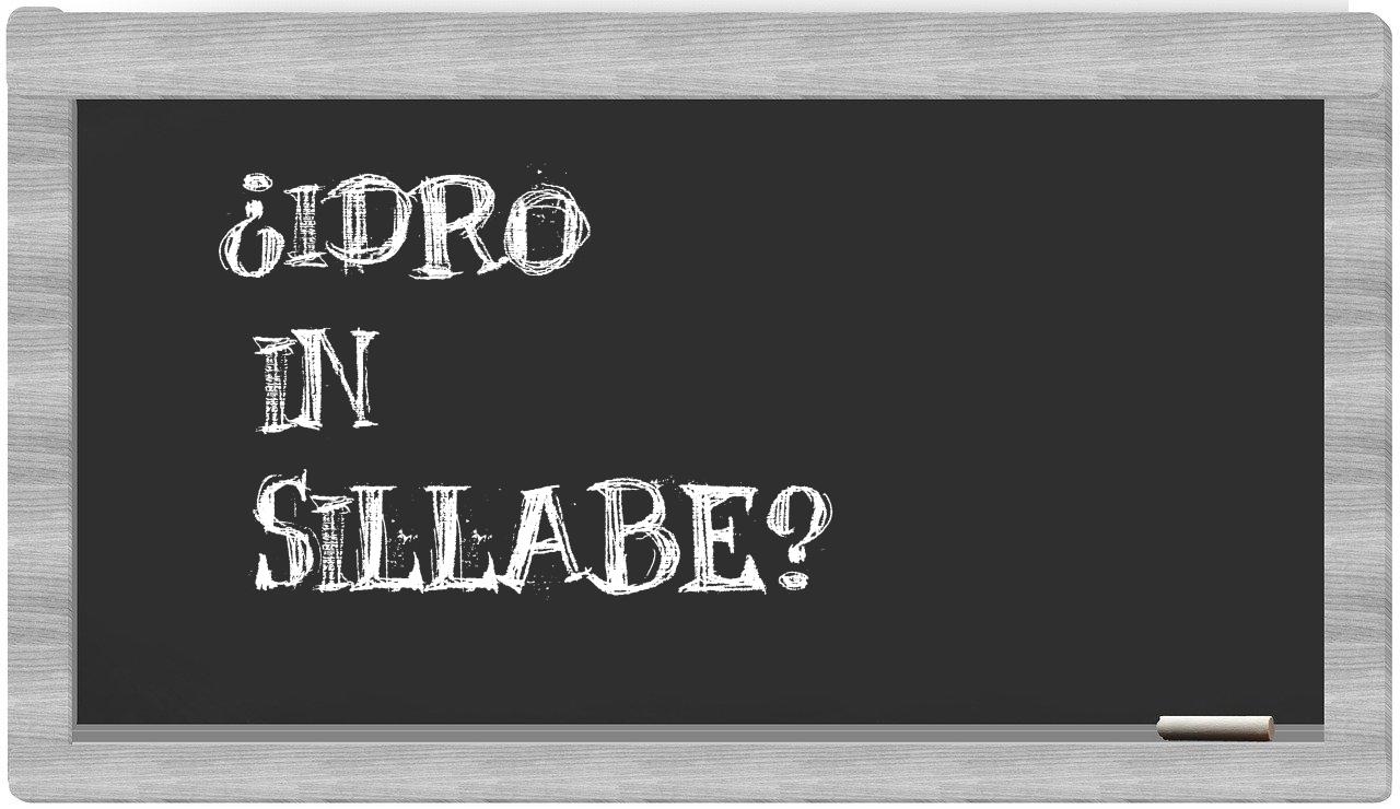 ¿idro en sílabas?
