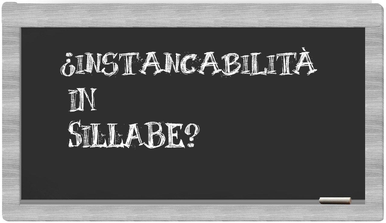 ¿instancabilità en sílabas?