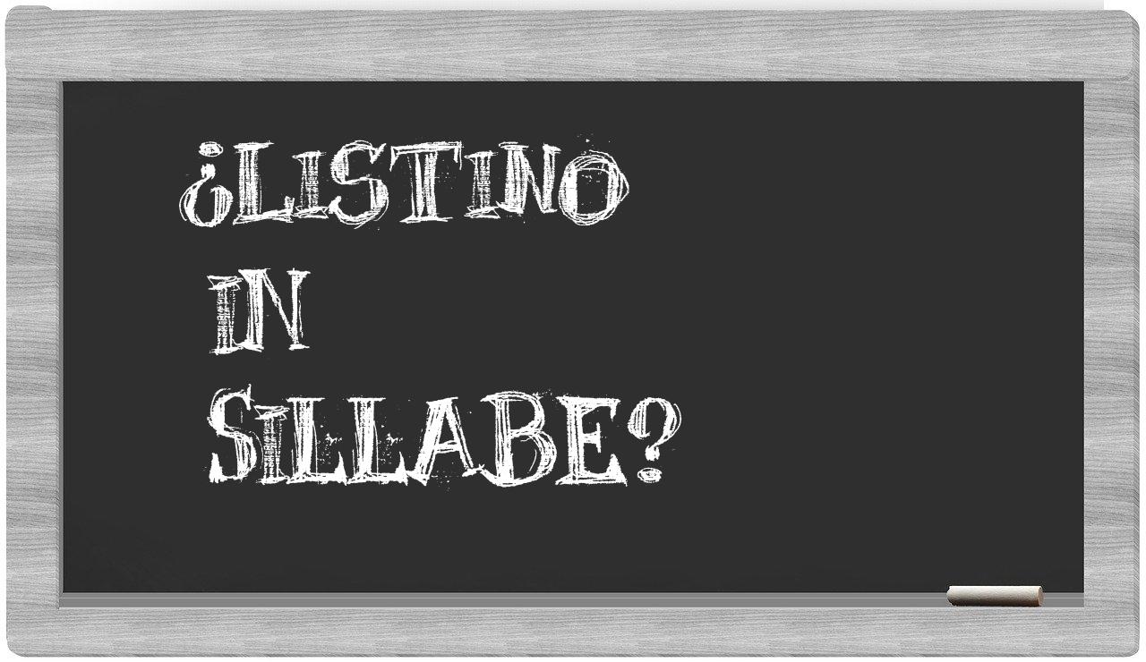 listino in syllables