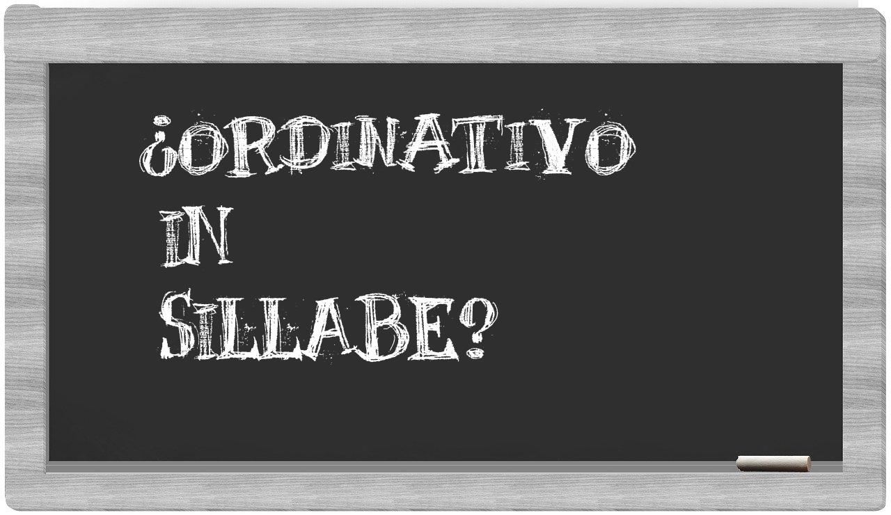 ordinativo in syllables