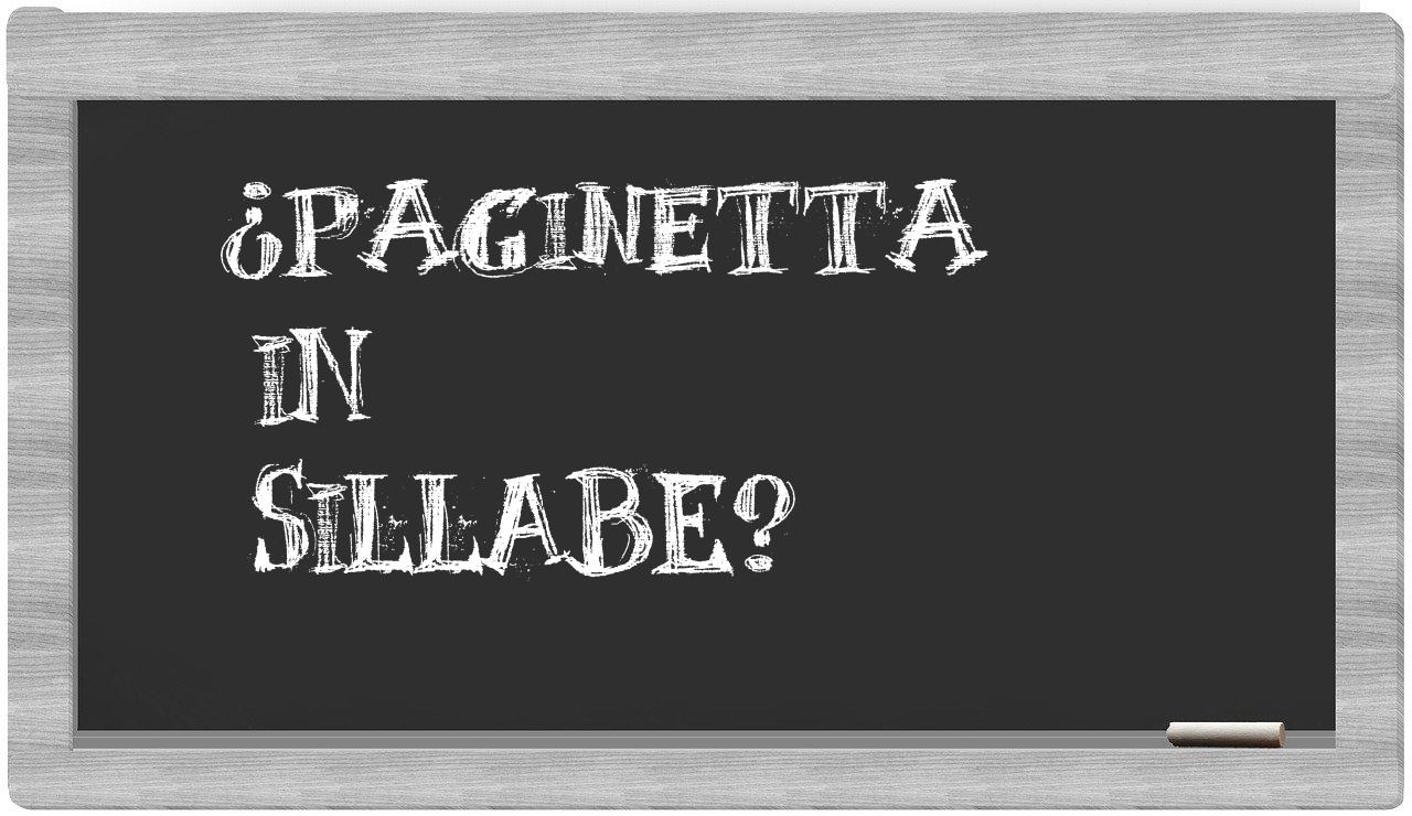¿paginetta en sílabas?