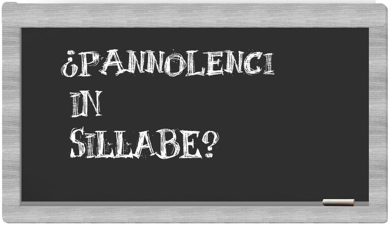 ¿pannolenci en sílabas?