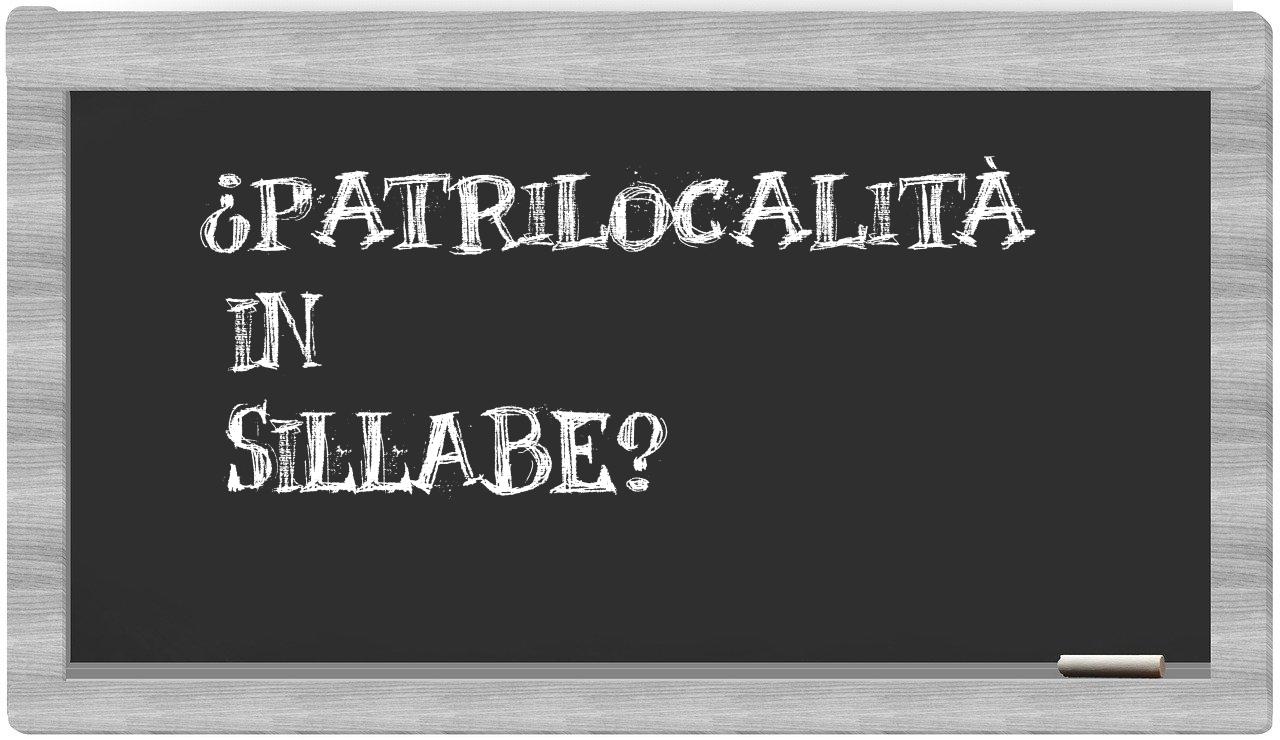 patrilocalità in syllables